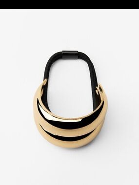 Zara Gold-Tone Layered Hair Cuff with Black Elastic